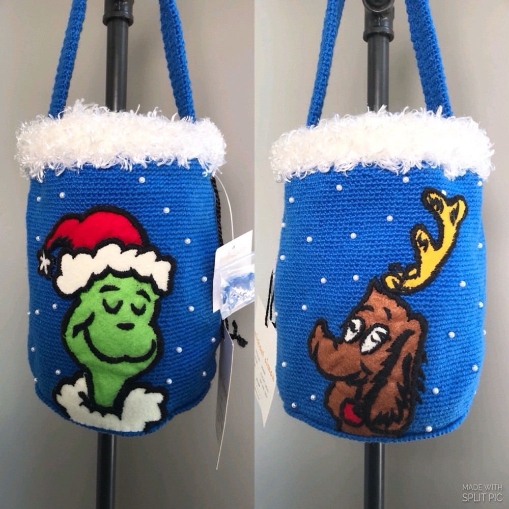Vintage Michael Simon Designer Grinch Christmas Crochet Handbag Satchel NWT RARE